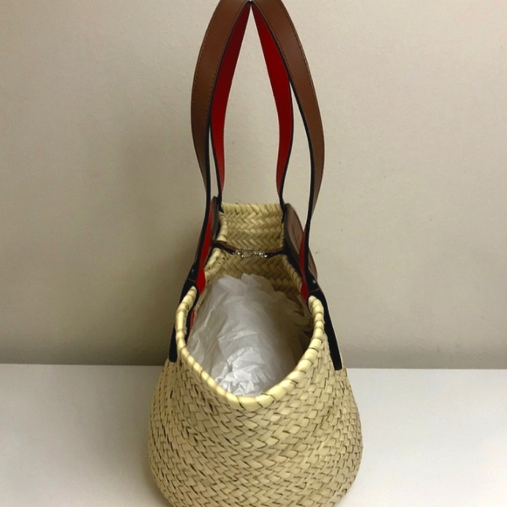 🔴 Christian Louboutin Loubishore Natural Raffia & Leather Tote Bag NEW! - Picture 10 of 12